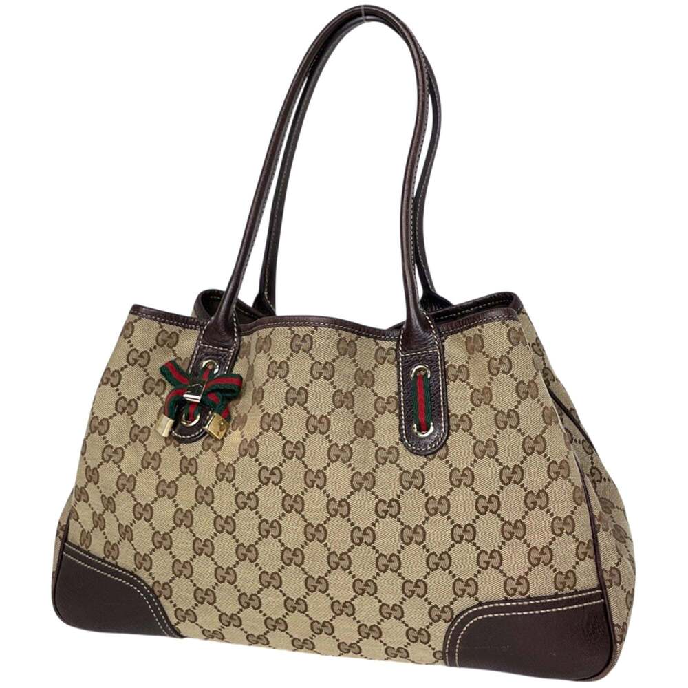 Gucci Princy Tote Bag, GG pattern, canvas, beige/brown, 163805, women's.